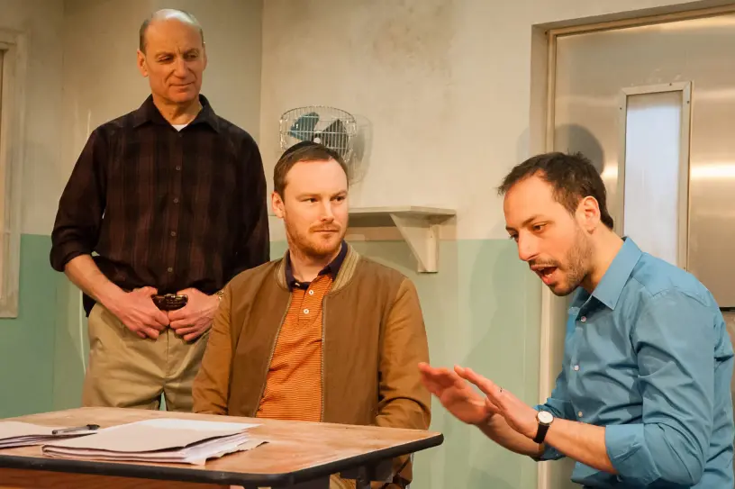 Michael Feast, Paul Rattray & Philip Arditti in the London, UK premiere of 'Facts'. WornRed Theatre/Finborough Theatre. Photography by Peter Marsh.