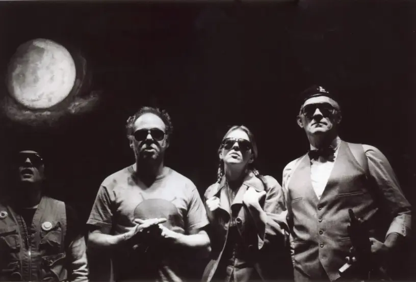 Dylan Roberts, Hardee T. Lineham, Kristina Nicoll and David Fox in 'Science Fiction' at Factory Theatre. Photo by: Warren Hales 2