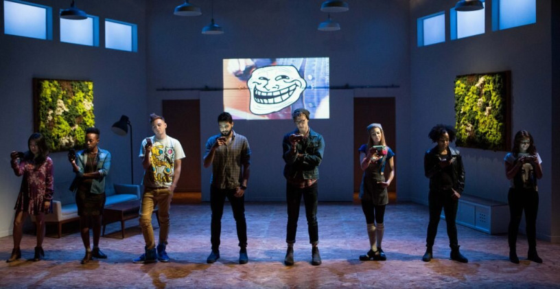 Rong Fu, Natasha Mumba, Frank Cox-O'Connell, Reza Sholeh, James Daly, Amelia Sargisson, Alicia Richardson, Liz Peterson; Set and Costume by Joanna Yu; Lighting by Jennifer Lennon; Projection by Haui Davis; Photo by Cylla Von Teidemann