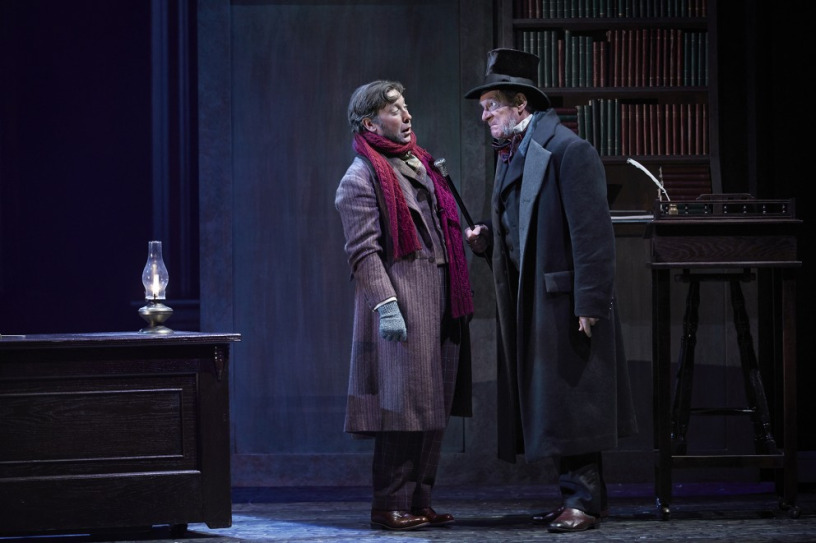 Graham Percy & Stephen Hair in Theatre Calgary's A Christmas Carol (2019-20). Photo by Trudie Lee.