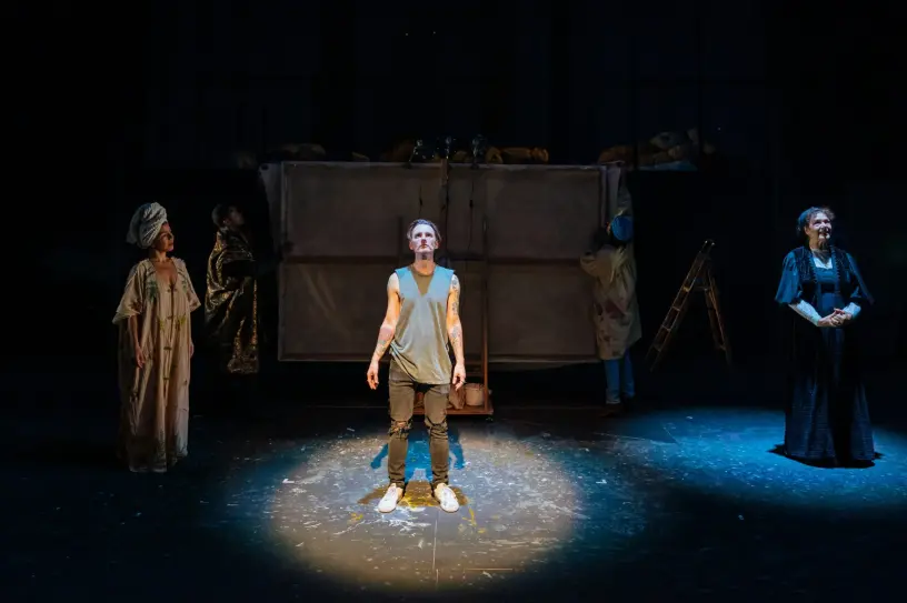 SIRINE SABA, DICKIE BEAU, LOUISE GOLD; PHOTO BY HAMPSTEAD THEATRE