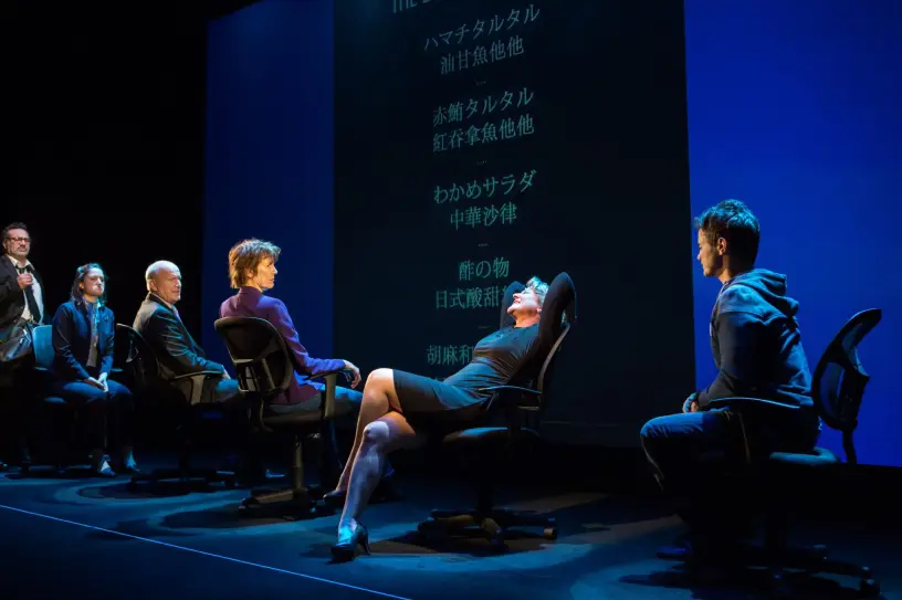 Tony Nappo, Rachel Cairns, John Bourgeois, Maggie Huculak, Kelli Fox & Fabrizio Filippo in 'The Summoned' at Tarragon Theatre. Photo: Cylla von Tiedemann