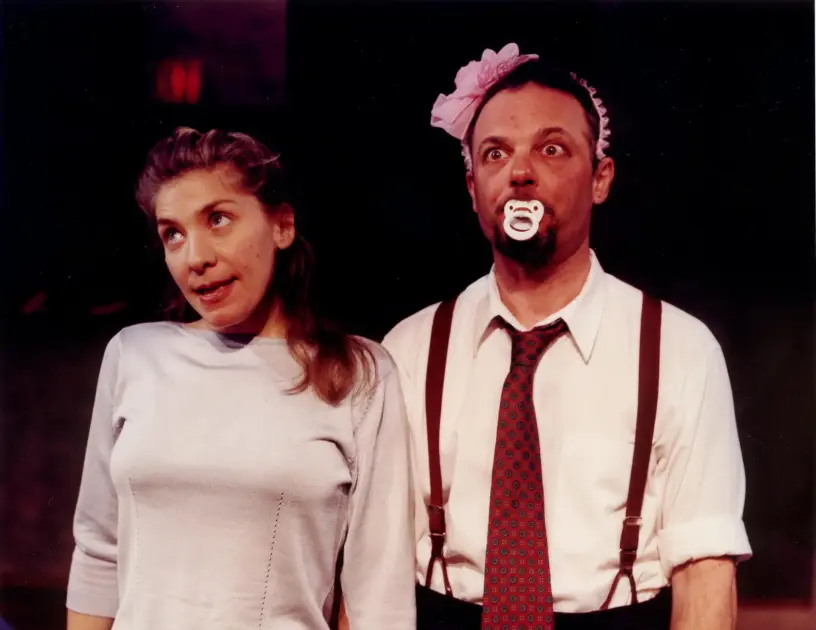 Diane Flacks and Richard Greenblatt in SIBS, at Tarragon Theatre, March 2000, written by Diane Flacks and Richard Greenblatt photography by Greg Tjepkema 3